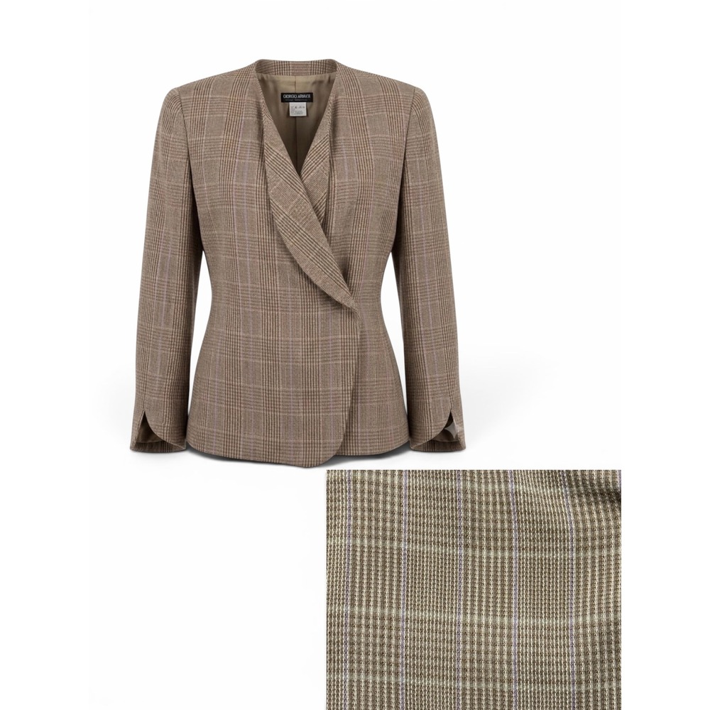 Giorgio Armani Borgonuovo 21 VTG Wool Plaid Prince of Wales Check blazer US Sz6